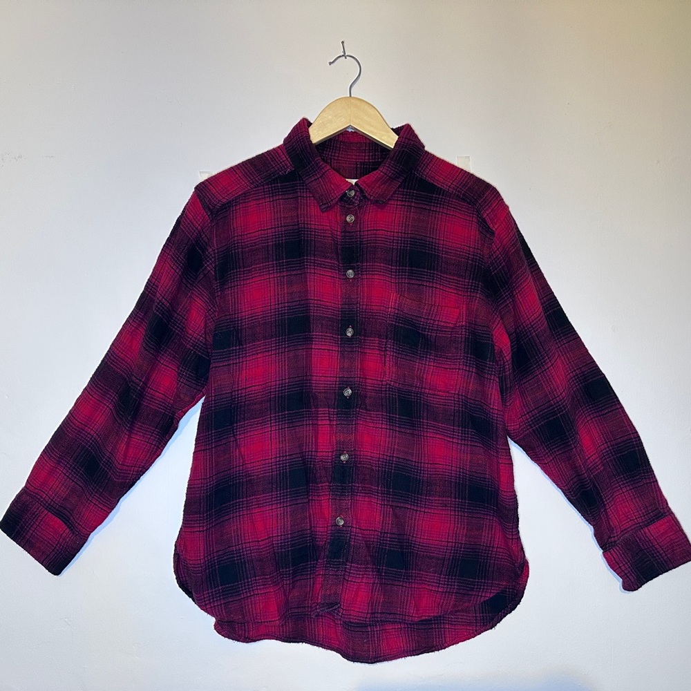 American Eagle Red Plaid Boyfriend Fit Flannel